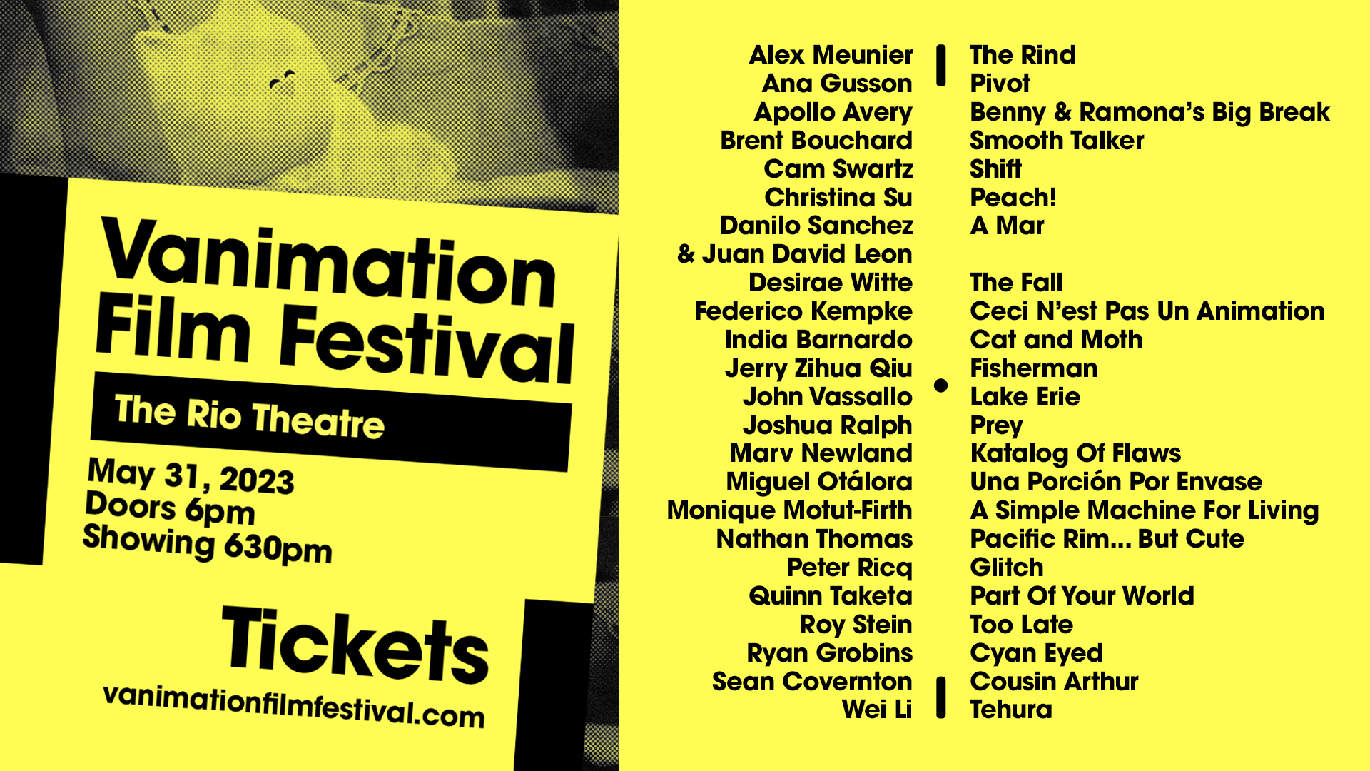 Vanimation Film Festival Full Line Up